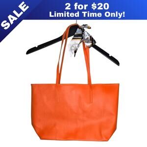 [Sale: 2 for $20!] Vibrant Orange Tote Bag Shoulder Purse Handbag